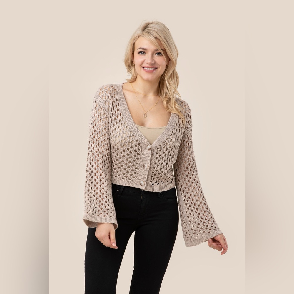 Hole-knit cardigan